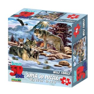 Obrázek z Puzzle 3D vlčí rodina 48 dílků 23x31cm 